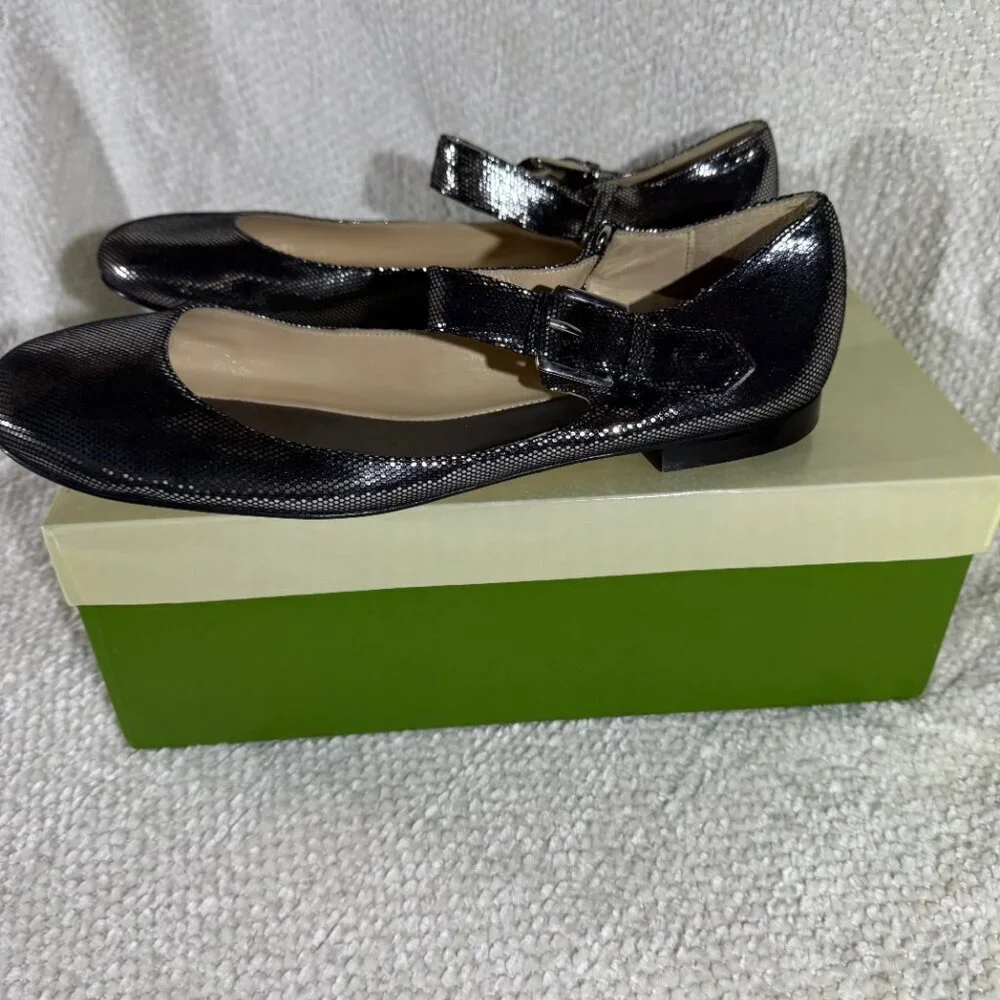kate spade new‎ york Paola Mary Jane Shoes 9M Shiny Black Dot Metallic